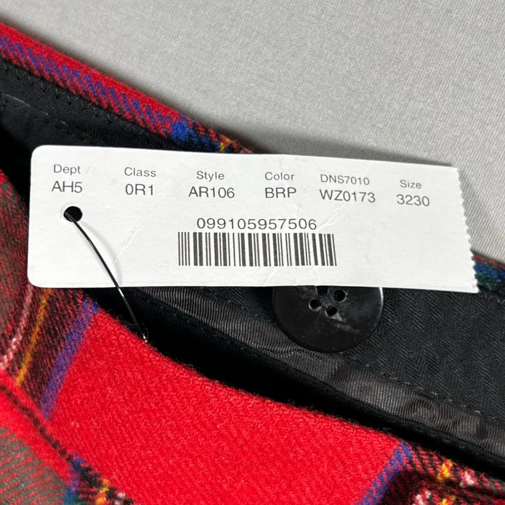 J.Crew Ludlow Slim Red Stewart Tartan Plaid Tuxedo Dress Pants Mens 32x30 AR106